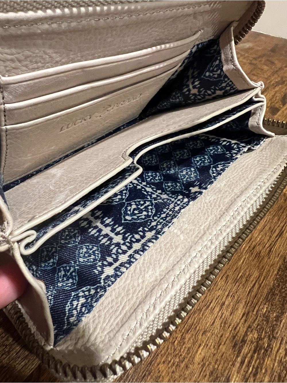 Lucky Brand Cream Leather Zip Wristlet - Picture 5 of 5